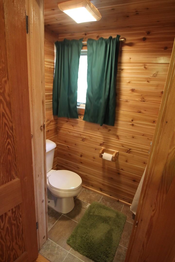Bathroom in a three person cabin at Mackinac Lakefront Cabin Rentals in Mackinaw City, MI. © 2013 Frank Rogala.